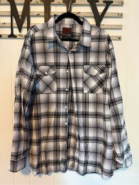 SAHARA CLUB Men’s Black & White Plaid Button-Down Shirt 3XL